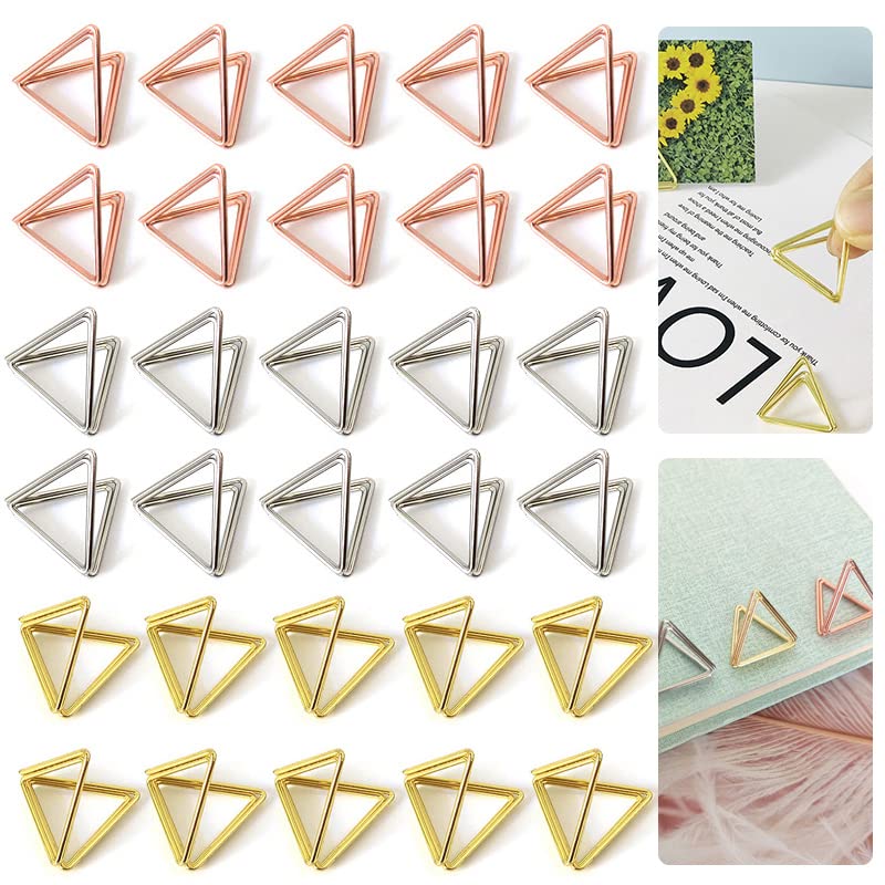 30個入り 付箋ホルダー ステンレス素材 名刺入れ 写真ホルダー 伝言ホルダー ファッション カード 付箋 オフィス（デザイン：三角形、合計：