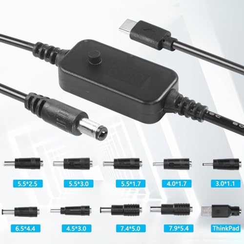 YAHUN UB D PDアダプタケーブル 変換プラグ付き 5.5x.5mm 1.m 調整可能電圧 5V9V1V15V0V ype to D電源 3