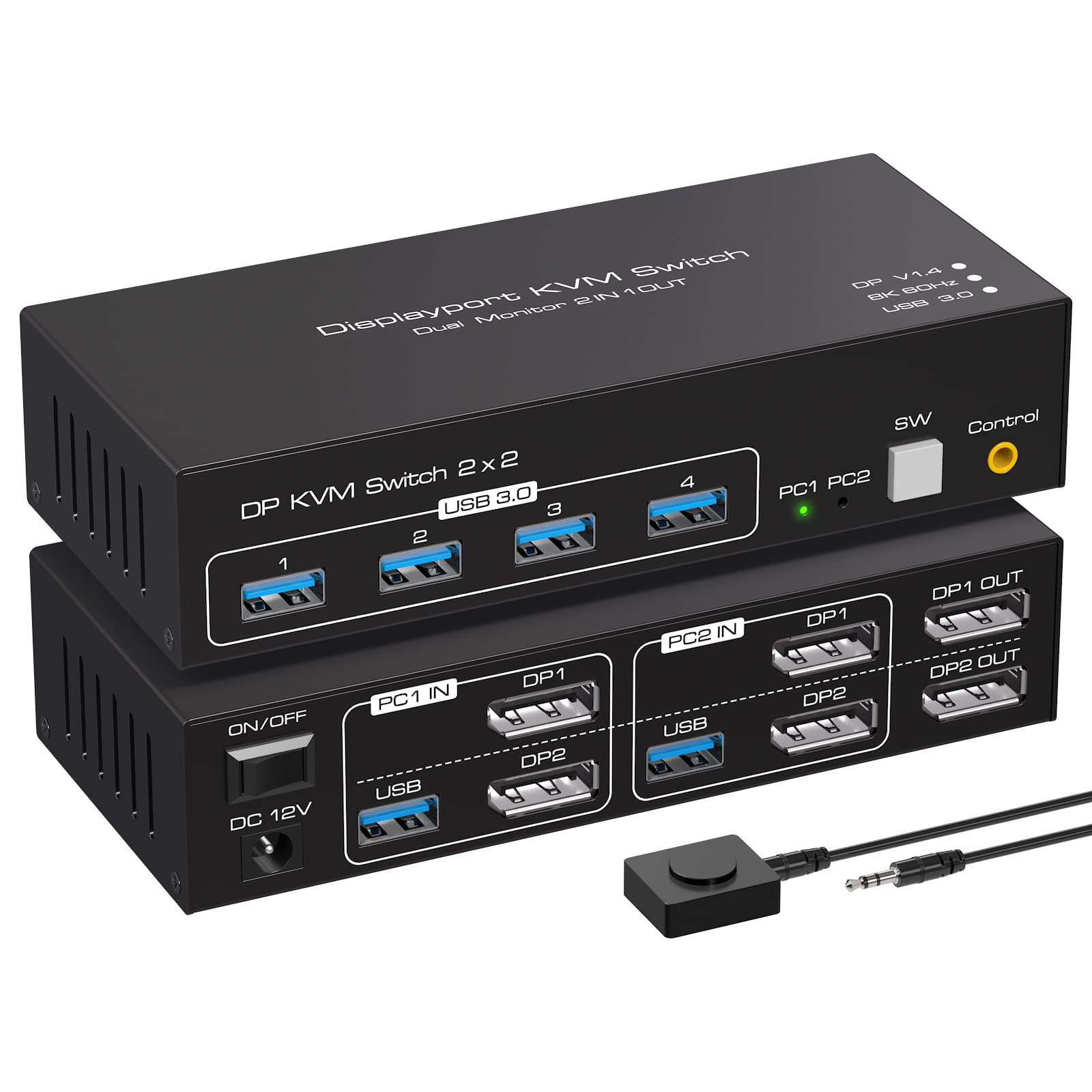 P 切替 モニター 同時出力4K 144hz デュアル モニター Displayport KVM 切替器 P 共有 モニター 同時出力 8K P