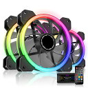 DYFAB 新しいデュアルリング10mm RGB EDケースファン、5Vマザーボード同期、速度調整可能、RGB同期ファン、ファンハブXリモート3