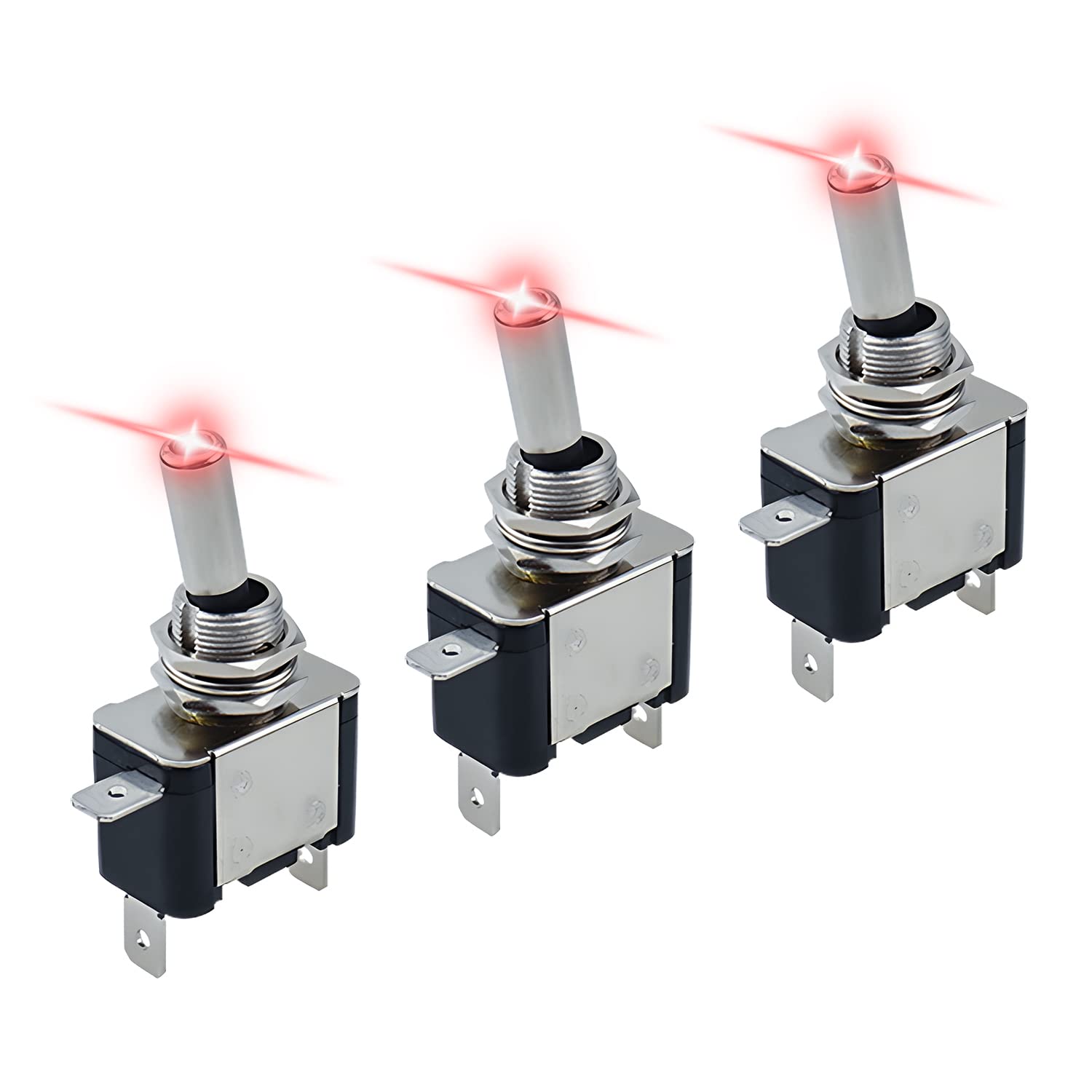 トグルスイッチ D1V・0A ロッカーライト付きトグルスイッチ 3個 PDミニチュアトグルスイッチ ポジショ ..