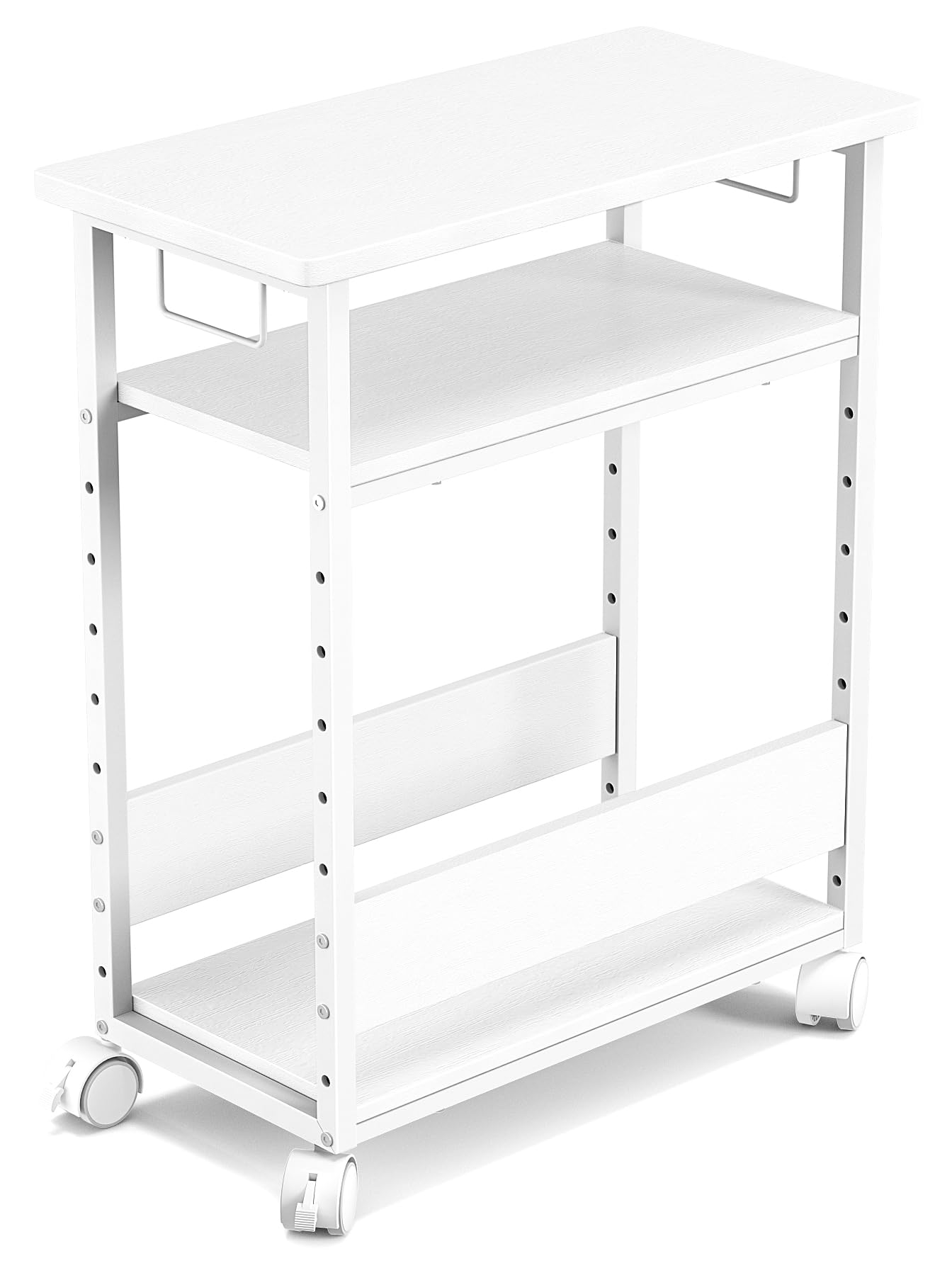 MY パソコンワゴン Pワゴン 複合機ラック PUワゴン キャスター付き デスクワゴン 棚板高さ調節可能 パソコン収納 木製 デスクサイドワゴン