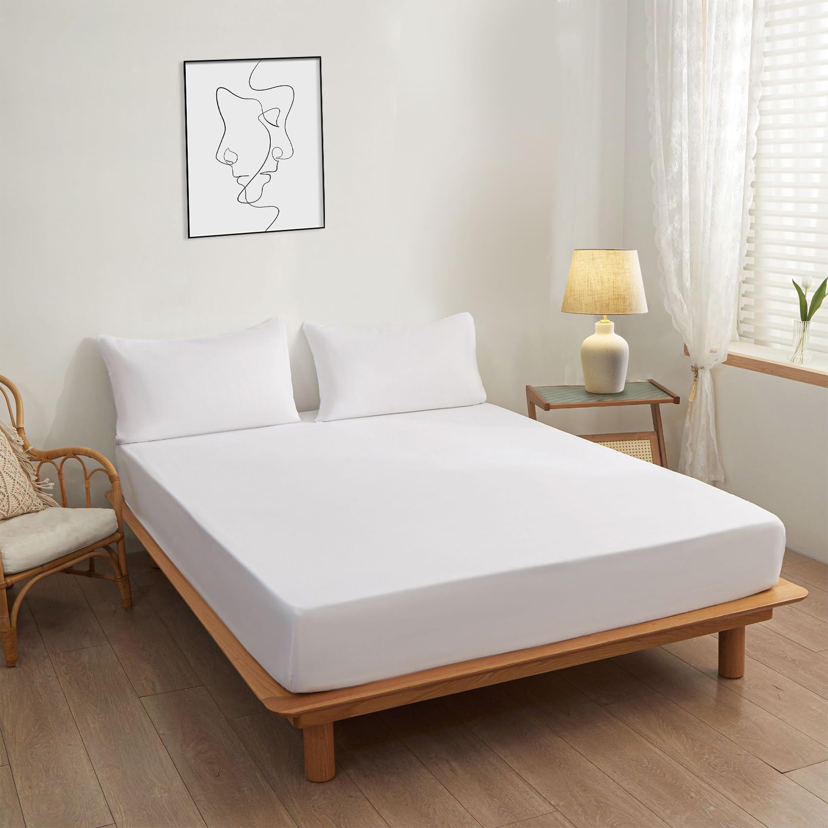 ボックスシーツ 吸水速乾シーツ シーツ セミダブル 厚さ5 cm〜30 cmのマットレスに適しています 抗菌 ..