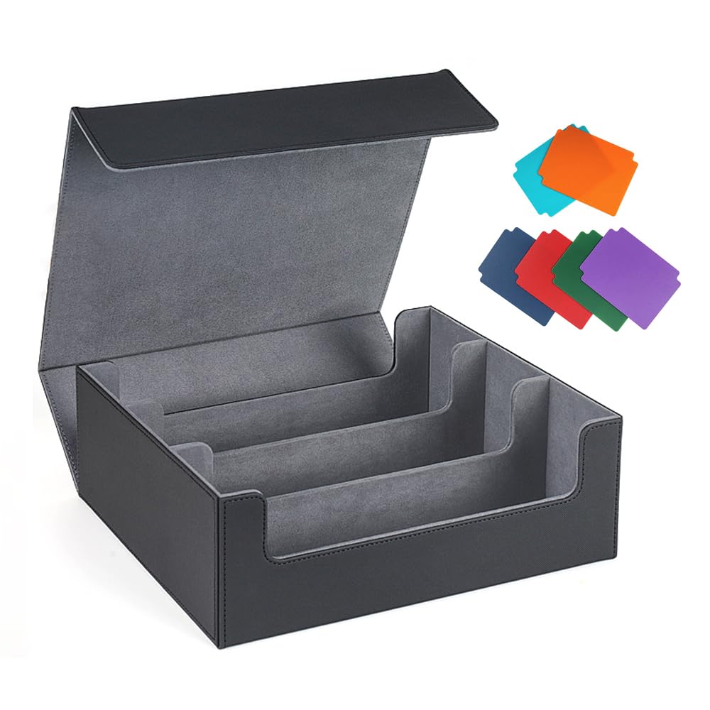 Z デッキケース 大容量 PUレザー 収納 トレカケース ストレージ カードケース 各種カードの収納を対応するグレー 1800+