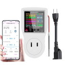 iFiワットメーター、プラグインPソケットパワーメーター、電気代統計、温度制御、消費電力測定器、バックライト付き大型カラーディスプレイ、過負荷保