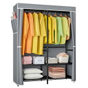 Huaniun ワードローブ カバー付き ハンガーラック 頑丈 ワードローブ 大容量 洋服ラック 棚付き 洋服掛け スチールラック 幅140×奥