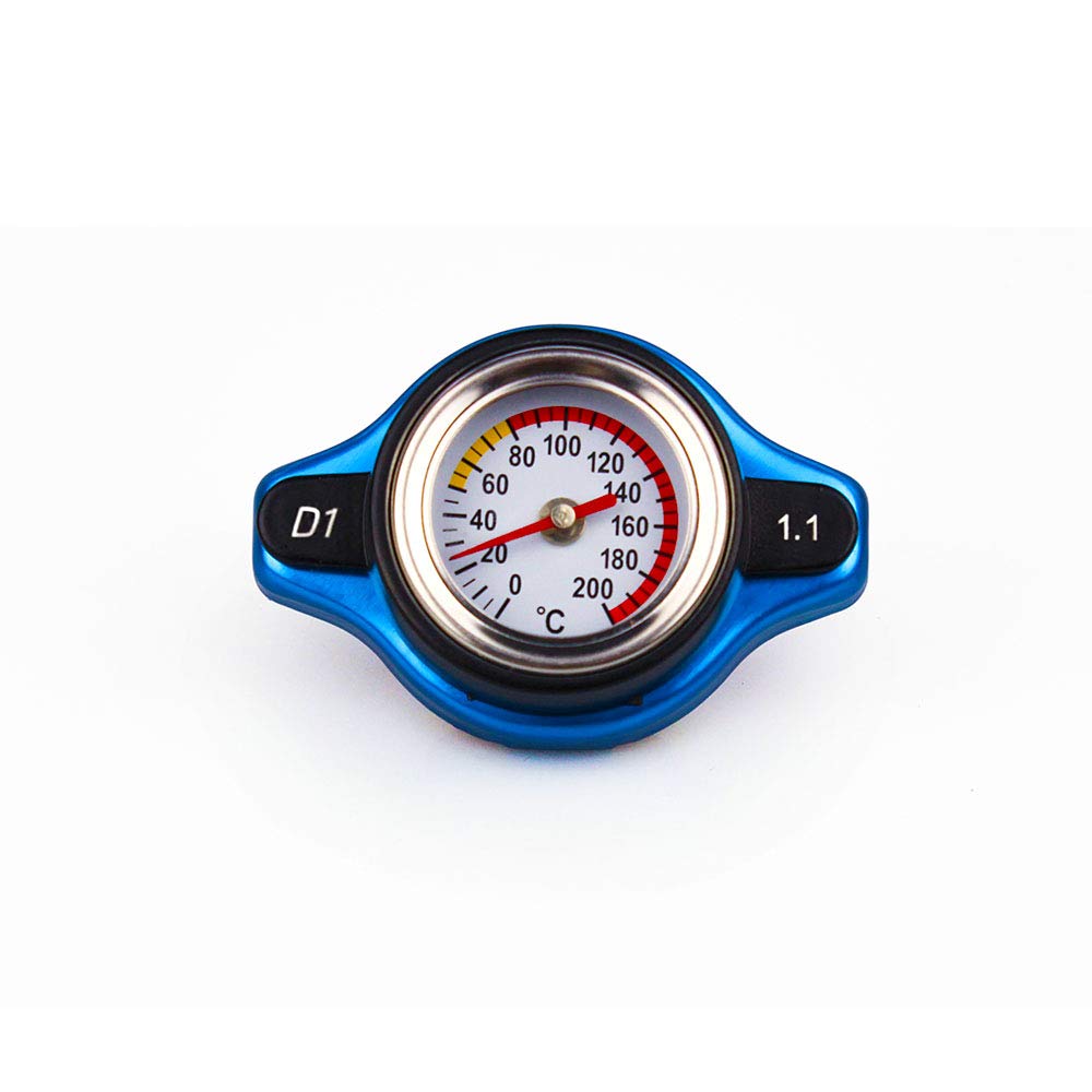 MUTEK ラジエター キャップ 水温計付き 水の圧力定格 ドレスアップ 汎用 簡単取付 ブルー 1.1