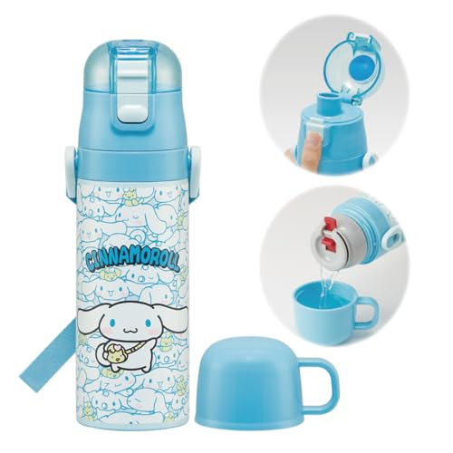スケーターskat 子供用 ステンレス 水筒 2way 直飲み 470l コップ飲み 430l サンリオ シナモロール 子供に優しい軽量タイプ