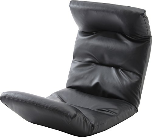 セルタン 座椅子 高反発 和楽の雲 上タイプ PVC レザー ブラック 頭部脚部リクライニング A193上R597BK