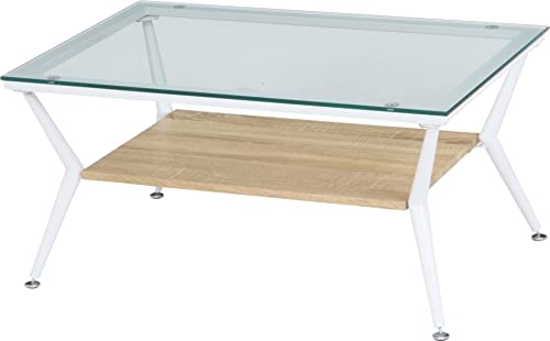 ディスプレイ ローテーブル 幅80c ナチュラル 強化ガラス クレア 96226