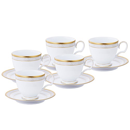 Noritake ノリタケ カップ & ソーサー セット コーヒー ティー 兼用 250cc ハンプシャーゴールド 5客 ファインポーセレン