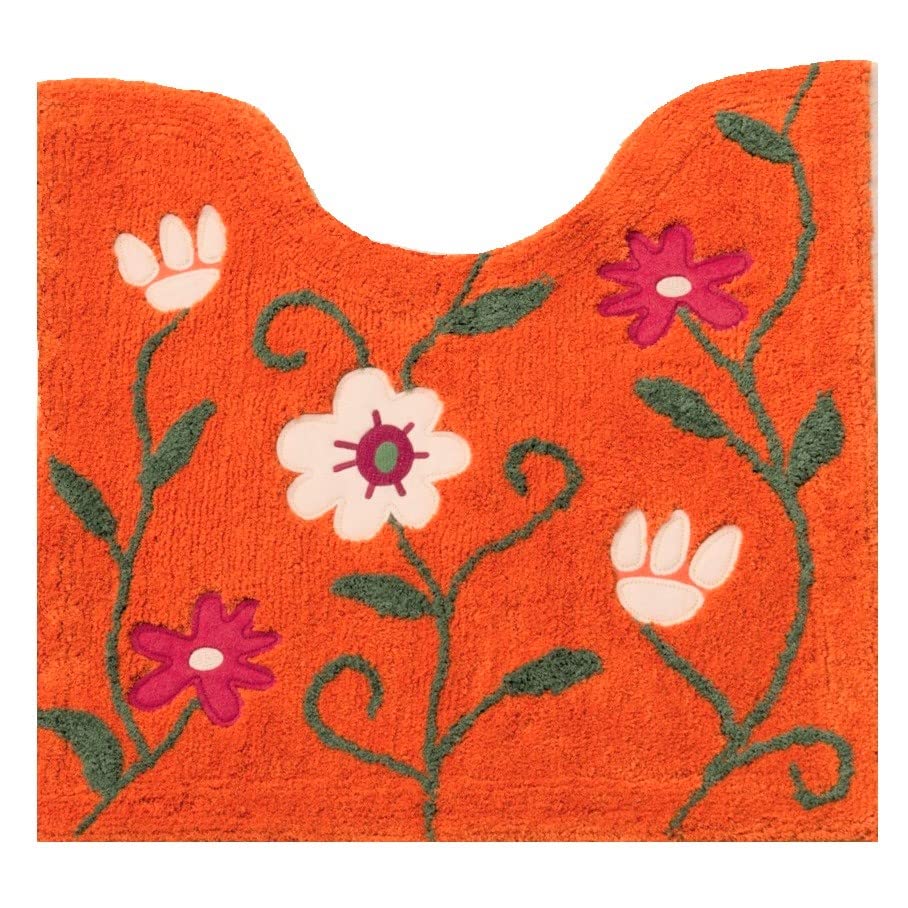 sylla フラワーガーデン トイレマット 約60×60c オレンジ 36316