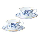 Noritake ノリタケ カップ & ソーサー ペアセット コーヒー ティー 兼用 220cc ブルーソレンティーノ 2客 ボーンチャイ