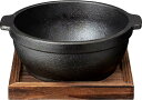 イシガキ ビビンバ鍋 15c 約幅17.5×奥行15.5×高さ7.5c 容量約800l 鉄鋳物 H 直火 対応可能 敷板付 4341 ブラック