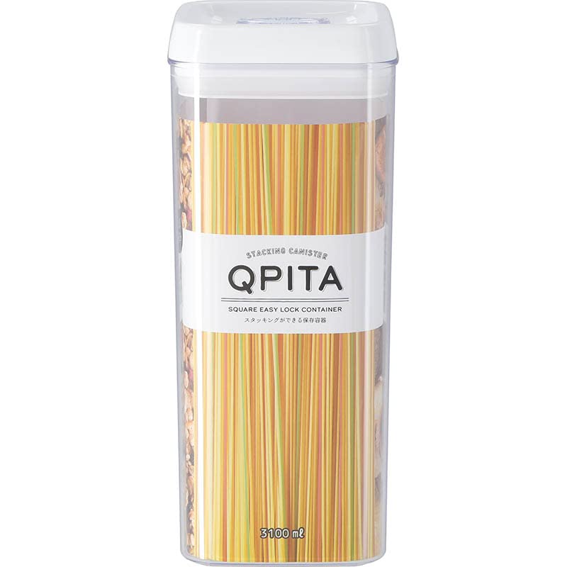 Fujiboeki 保存容器 キャニスター 幅12.5×奥行12.5×高さ30.5c ホワイト 3100l ロック機能 スタッキング可能 キュピ