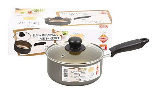 ワコートレーディング 片手鍋 グレー 16c ふっ素加工ガラス蓋付 ディナーズ HB8011