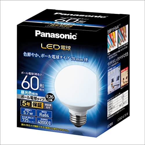 乐天商城 - パナソニック 電球 口金直径26 電球60形相当 昼光色相当5.7 一般電球・ボール電球タイプ 70径 屋外器具対応 LDG6DG70