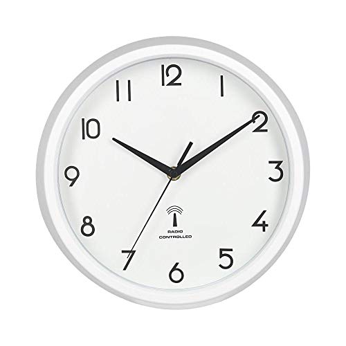 掛け時計 電波時計 直径27c ホワイト スイープ 連続秒針 静音 カペラ 99275