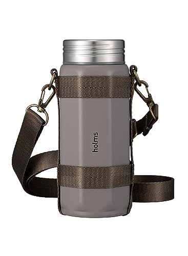 水筒 直飲み 真空断熱 2層構造 ブラウン 340l 肩掛けできるショルダー付き専用ホルダー オクタボトルロングショルダー340 hols