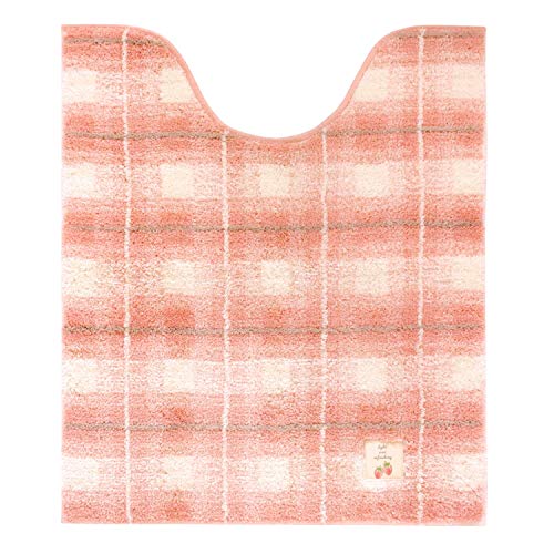 オカA フライス トイレマット ロングタイプ 約75c×63c ピンクチェック 北欧