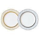 Noritake ノリタケ アクセント プレート 色変り ペアセット 23c ハンプシャーゴールド&プラチナ 2枚 金 ・ 銀 ファインポー