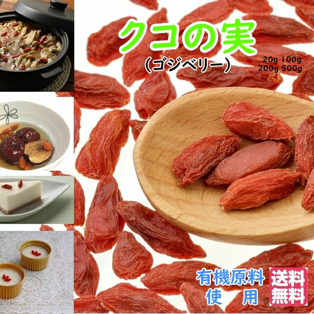 自然食品「クコの実」（ゴジベリー）チャック付新鮮真空パック100g（有機原料使用）【メール便送料無料】天然 自然 食材 通販 通信販売 ネット販売 くこの実 クコ茶 お茶 健康茶 ハーブティー 送料無料 徳用 100g【オススメ】