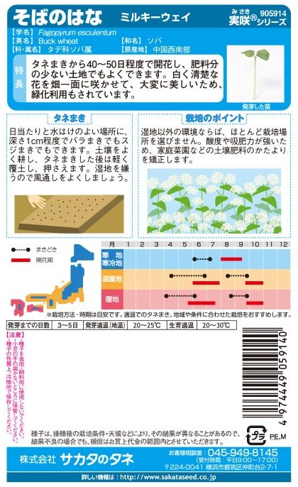 サカタのタネ　そばのはな　ミルキーウェイ　景観用ボリュームパック　[内容量：15g（約5平米分）]