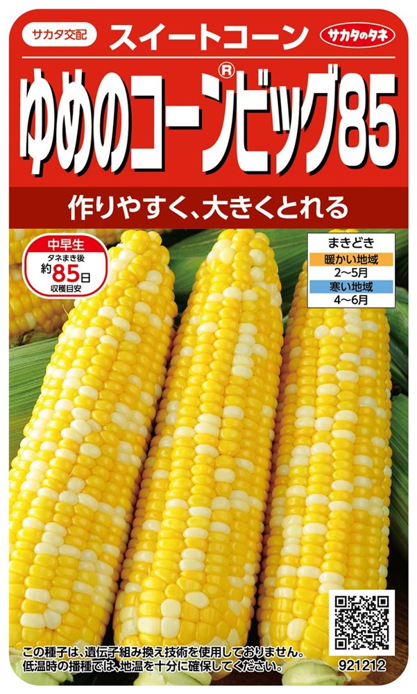 サカタのタネ トウモロコシ ゆめのコーンビッグ85のタネ[内容量：20ml]