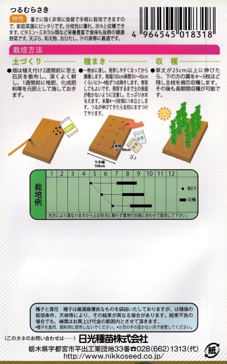 日光種苗　つるむらさき（紫茎・青茎混合）のタネ　[内容量：3ml]【1831】【春】