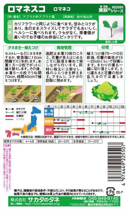 サカタのタネ ロマネスコ ロマネコ　約25粒【郵送対応】