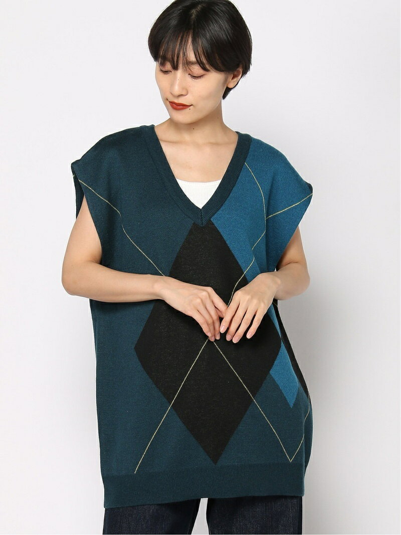 【SALE／61%OFF】(W)アーガイルBIGベスト niko and ... ニコアンド トップス その他のトップス グリーン ブラック ベージュ【RBA_E】[Rakuten Fashion]のサムネイル