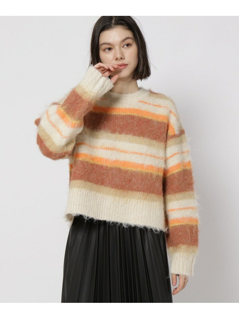 ニコアンド 服 レディース 【SALE／70%OFF】ブラッシュボーダーニット niko and ... ニコアンド トップス ニット ホワイト ブラック ブルー【RBA_E】[Rakuten Fashion]