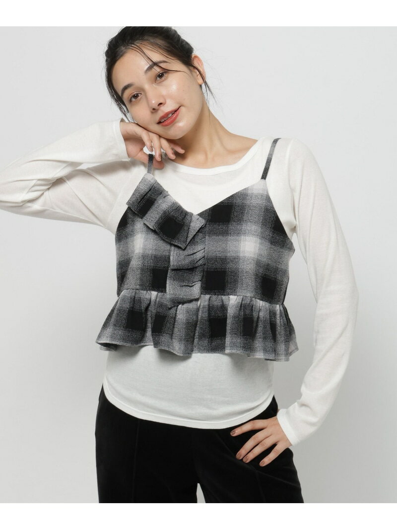 チェックレイヤードキャミ niko and ... ニコアンド トップス ベスト・ジレ ブラウン ブラック【送料無..