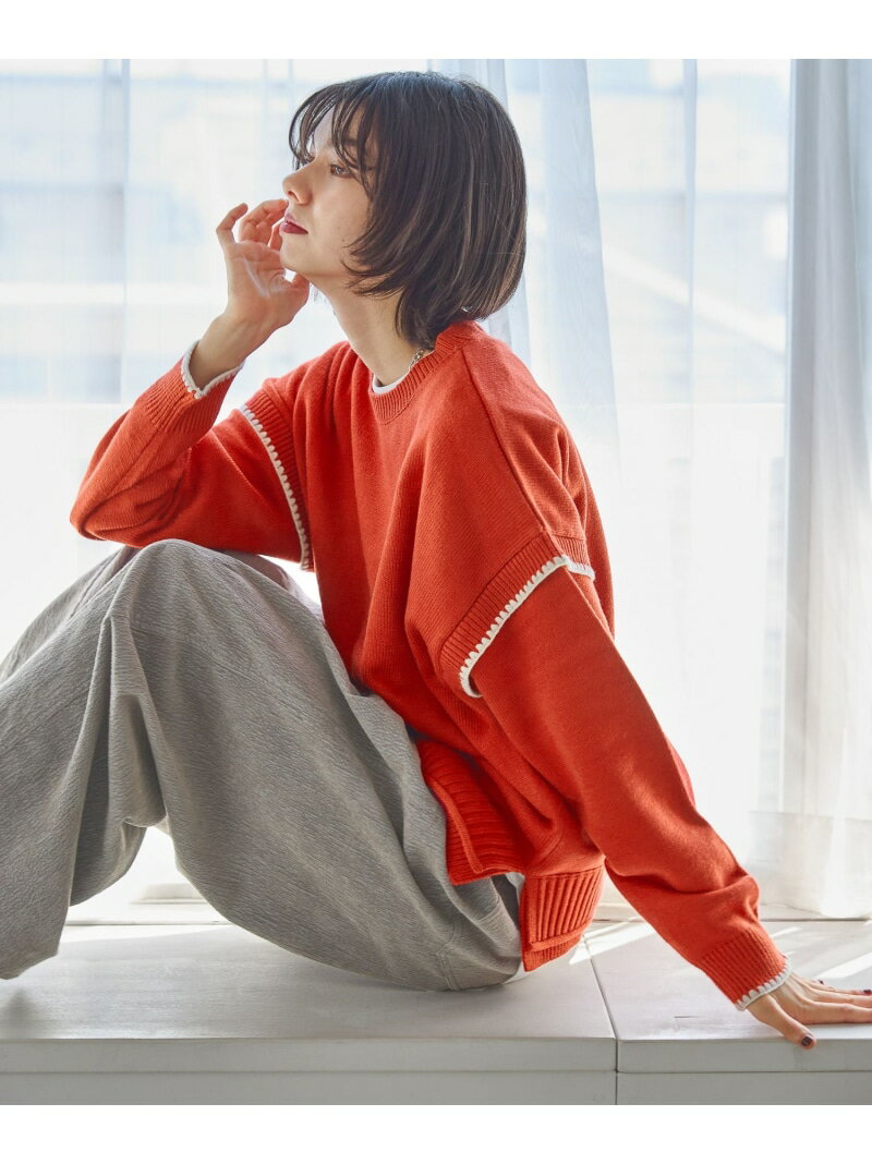 ブランケットステッチラクリルプルオーバー niko and ... ニコアンド トップス ニット イエロー ブルー ブラック ホワイト レッド【送料無料】[Rakuten Fashion]