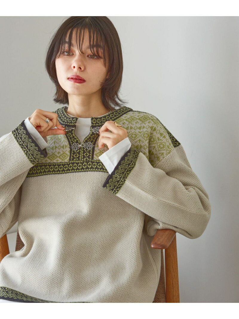 トライバルジャガードニットプルオーバー niko and ... ニコアンド トップス ニット レッド グレー ホワイト【送料無料】[Rakuten Fash..