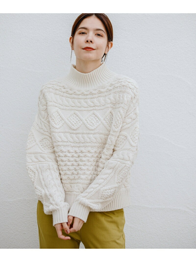 【SALE／8%OFF】(W)ショートタケケーブルPO niko and ... ニコアンド トップス ニット ホワイト グリーン ブラック【RBA_E】【送料無料】[Rakuten Fashion]のサムネイル