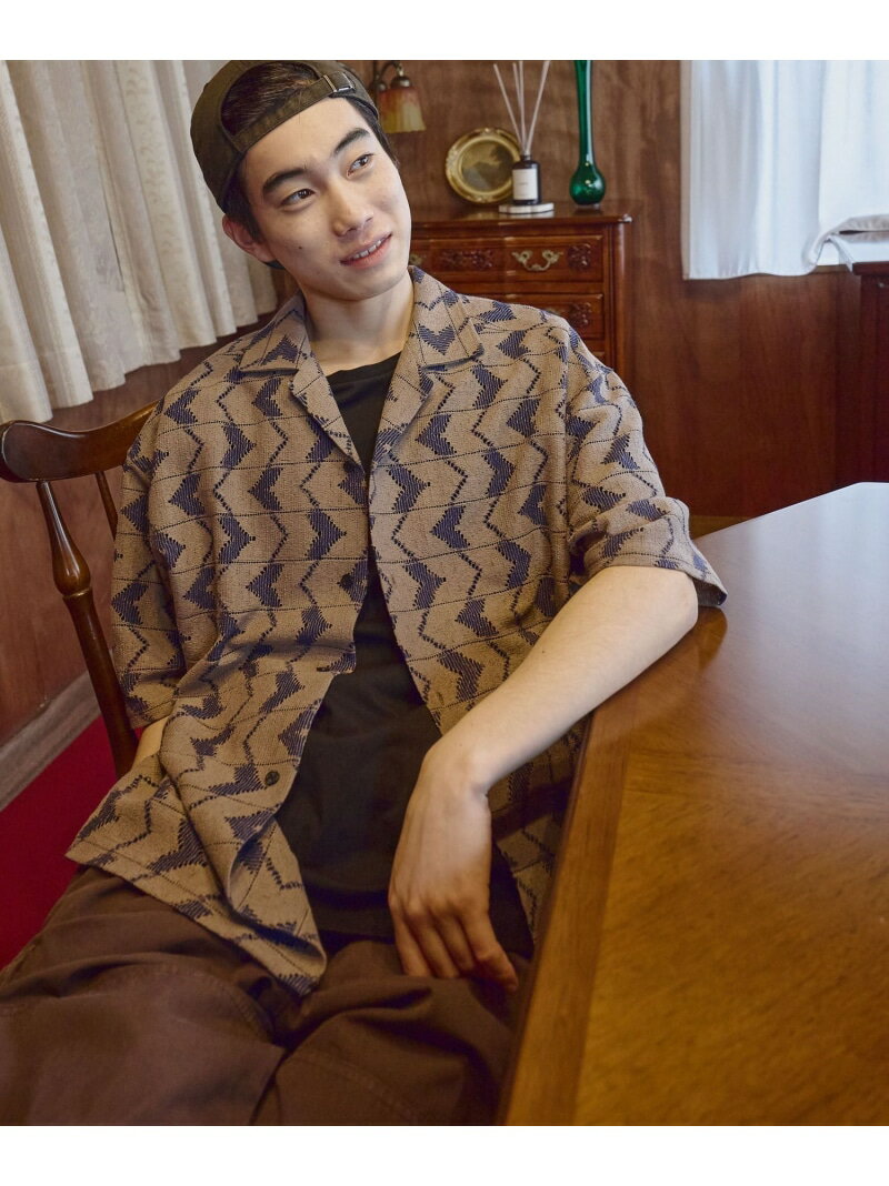 透かし柄シャツ niko and ... ニコアンド トップス シャツ・ブラウス ホワイト ブラウン ベージュ【送料無料】[Rakuten Fashion]