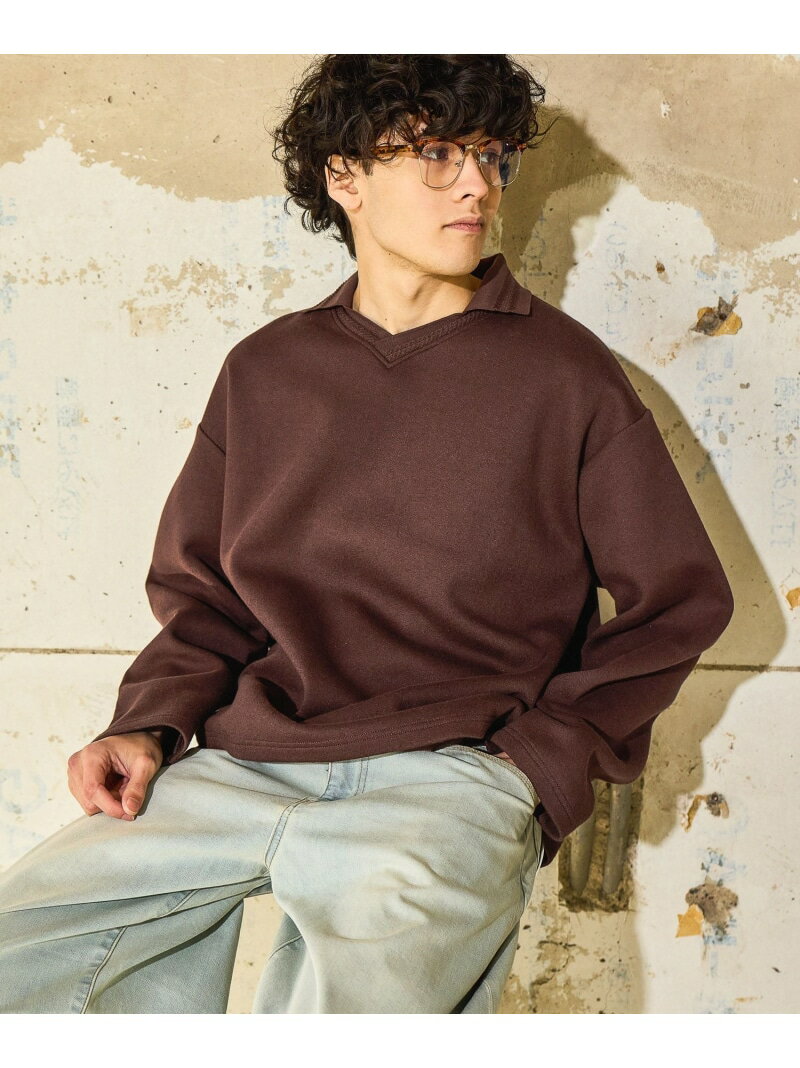 樂天商城 - 【SALE／50%OFF】襟付きVネックプルオーバー niko and ... ニコアンド トップス カットソー・Tシャツ ブラウン ブラック【RBA_E】[Rakuten Fashion]