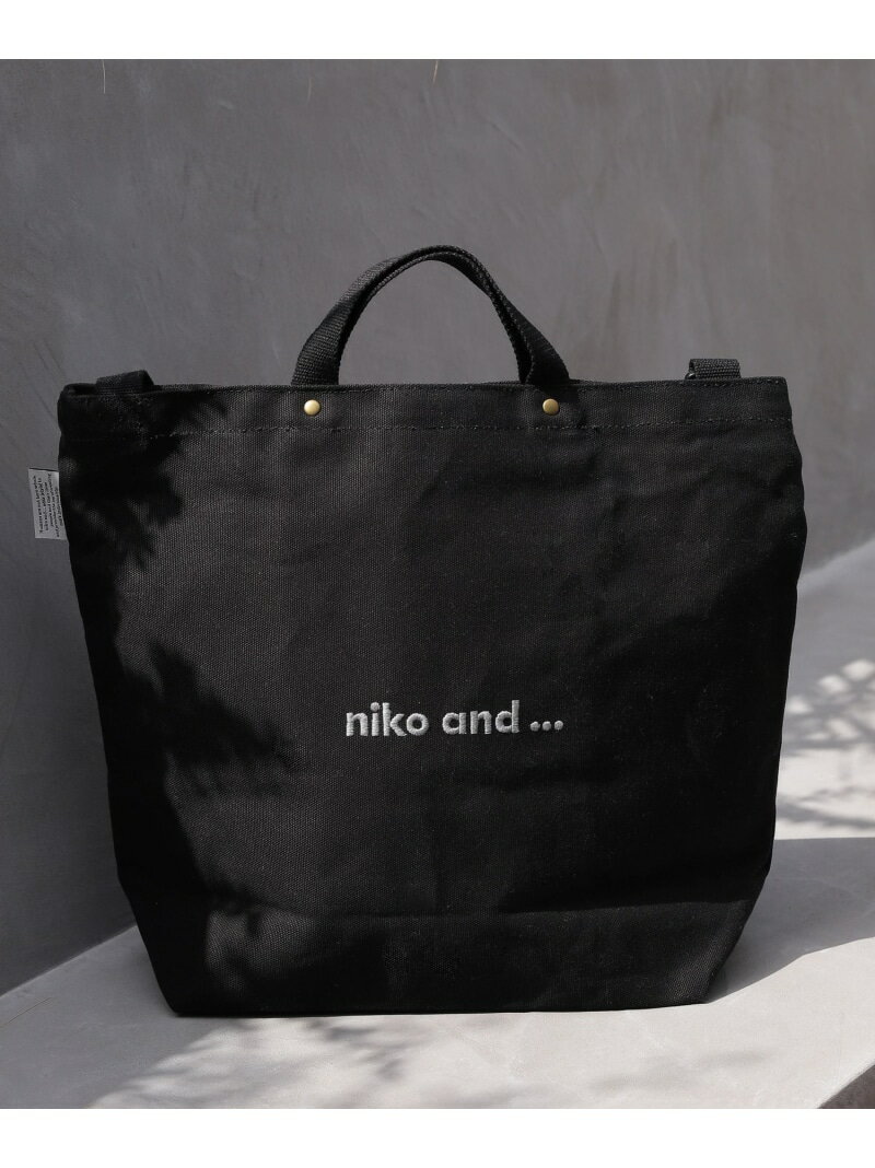 オリジナルニコロゴ刺繍2WAYトートバッグ niko and... ニコアンド バッグ トートバッグ ホワイト ブラック[Rakuten Fashion]