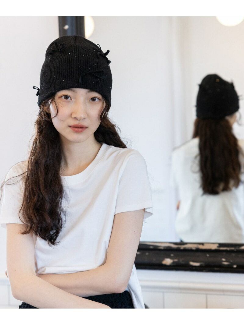 オリジナルキラキラメニーリボンワッチ niko and ... ニコアンド 帽子 ニット帽・ビーニー ブラック グレー[Rakuten Fashion]のサムネイル