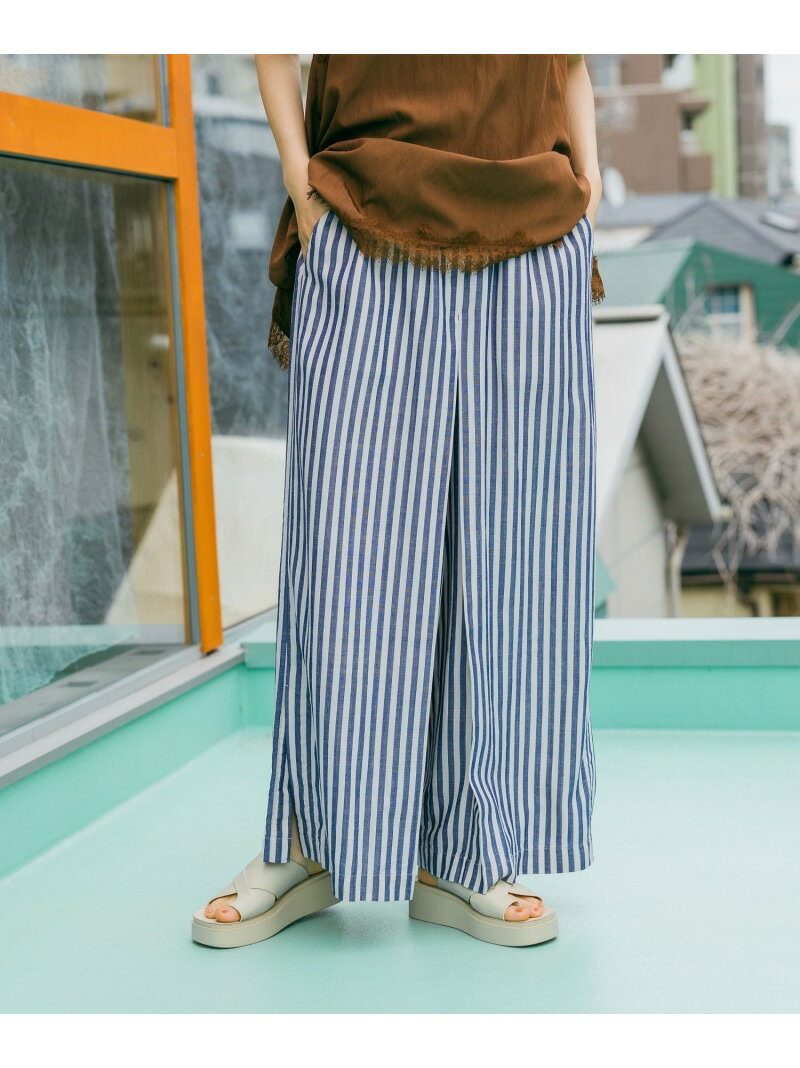 樂天商城 - アソートワイドスリットパンツ niko and ... ニコアンド パンツ その他のパンツ ブラック ブルー【送料無料】[Rakuten Fashion]