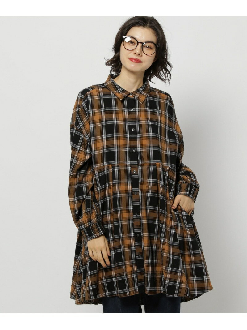 ビエラ切り替えシャツチュニック niko and ... ニコアンド ワンピース・ドレス チュニック ブラック グ..