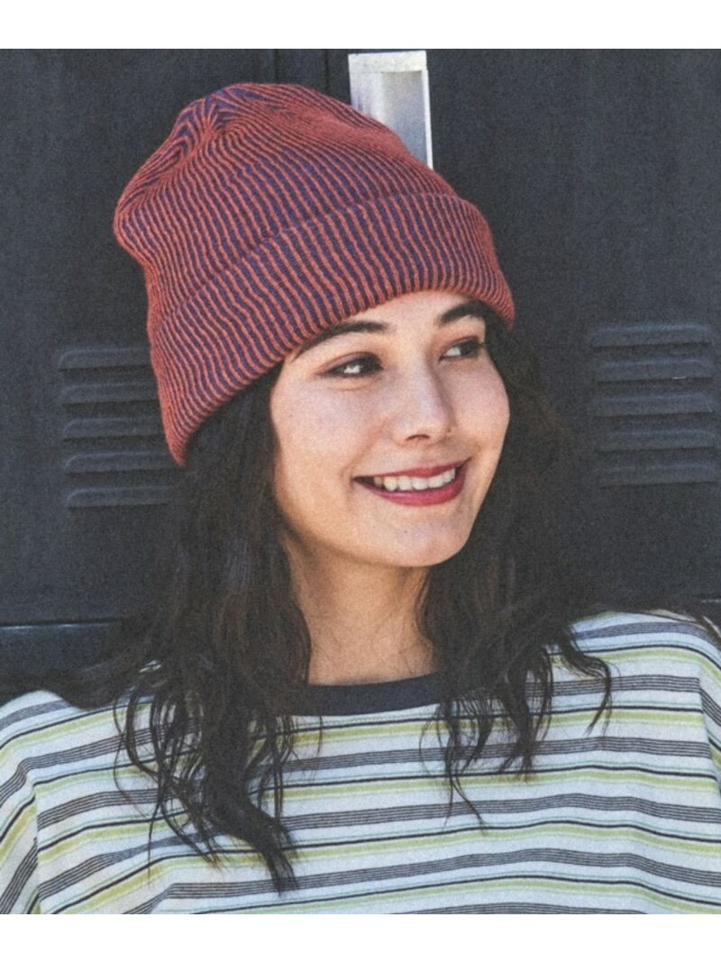 オリジナル配色リブワッチ niko and ... ニコアンド 帽子 ニット帽・ビーニー オレンジ ピンク[Rakuten Fashion]のサムネイル