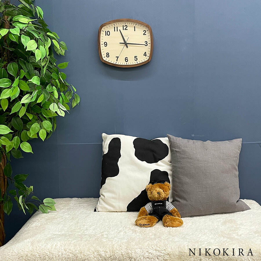 【26日迄クーポンで1000円OFF】 掛け時計 電波時計 壁掛け 電波 時計 おしゃれ 木製 北欧 静か 音がしない 静音 スイープ 運針 寝室 キッチン リビング 無垢材 天然木 木目 ウッド 31.7cm 27.1cm ウォール クロック スクエア 日本製 ブラウン ウォールナット シャンブル [3]