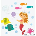 【2点以上で5%OFFクーポン】 夏 海の飾り 部屋 飾り 窓 鏡 ガラス ジェル シール 飾りつけ マーメイド 人魚 魚 さかな 海 シーワールド ブルー か...