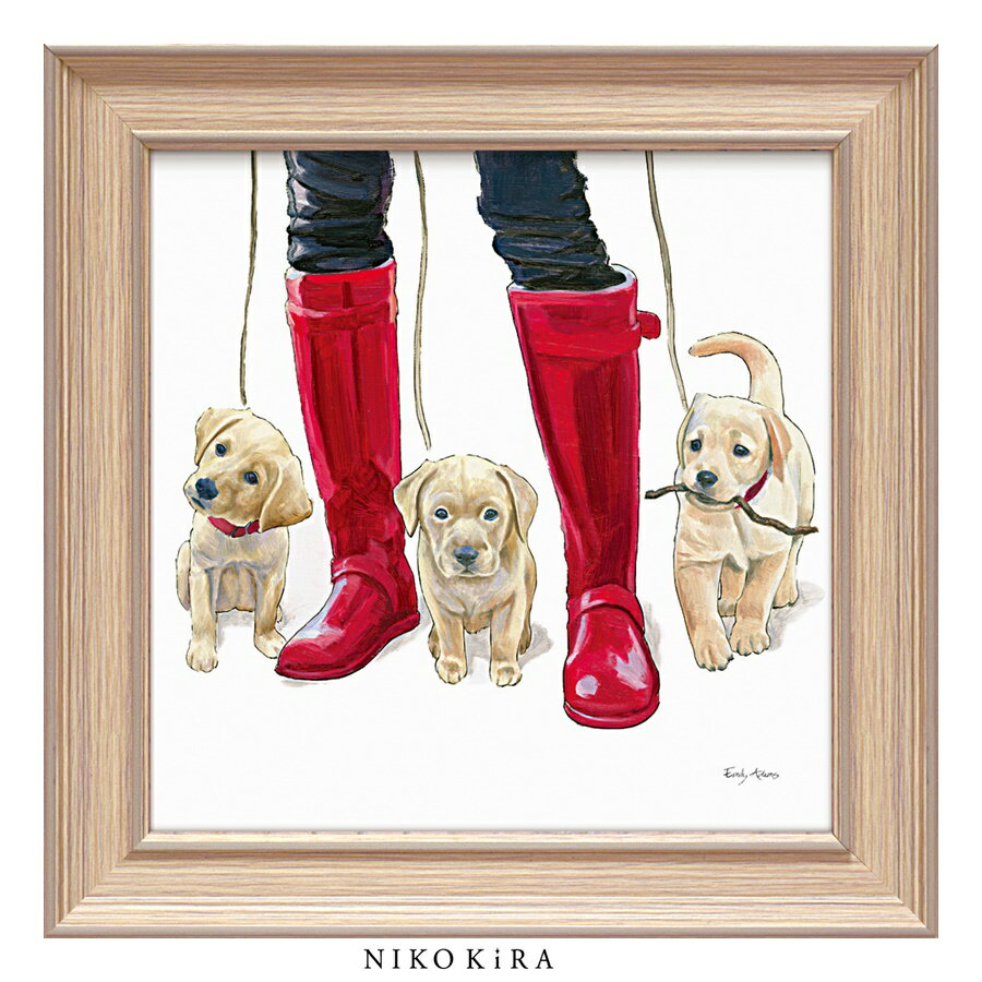 【LINE登録300円OFFクーポン】 おしゃれ アート モダン 絵画 額入り 玄関 トイレ かわいい 絵 犬 イヌ ワンコ 愛犬 子犬 カラフル 油絵 エミリ...