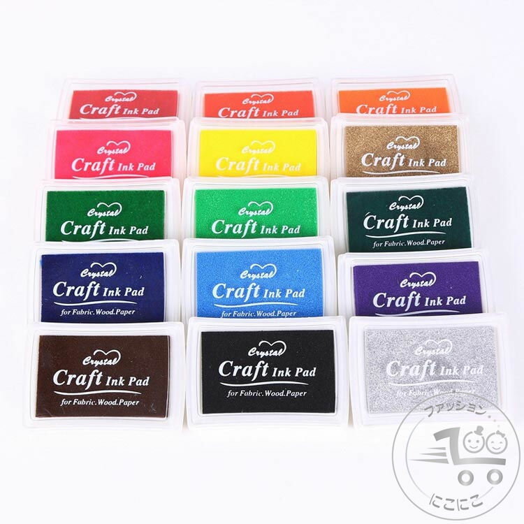 新生活 単品売り インク スタンプ台 手紙 水性 布用 15色 紙用 スタンプパッド カラースタンプ台 印鑑 ..