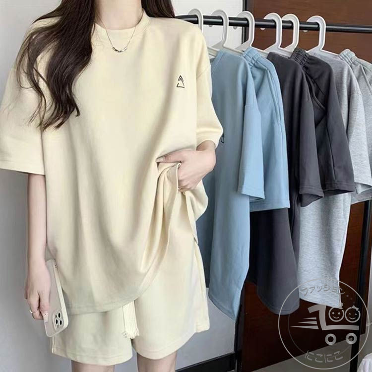新生活 Tシャツ 上下セット 半袖 レディース スポーツウェア セットアップ ショートパンツ お洒落 シンプル ゆったり ルームウェア 部屋着 半袖 夏服 オーバーサイズ 旅行 ジャージ