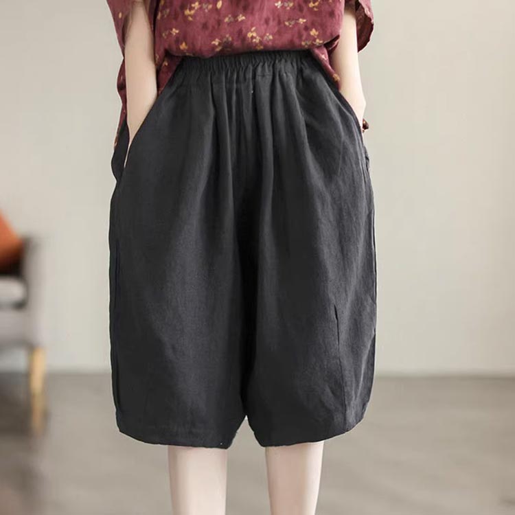 新生活 ルームウェア 涼しい サルエルパンツ レディース ワイドパンツ ハーフパンツ ボトムス 綿麻パンツ ゆったり 可愛い リネンパンツ 5分丈 半ズボン リネン バルーンパンツ ボリューム 部屋着