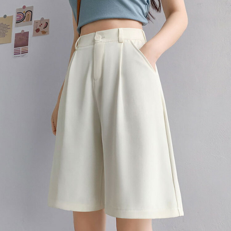 新生活 ハーフパンツ ボトムス タック ショート レディース 5分丈 パンツ ショーパン 着痩せ ショートパンツ タックパンツ 膝丈 シンプル ゆったり 黒 ズボン 薄手 夏 カジュアル タック入り 白 涼しい 通勤 オフィス 上品 半ズボン